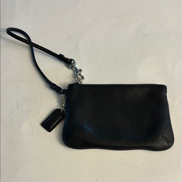 Coach Black All Leather Wristlet - Picture 1 of 6